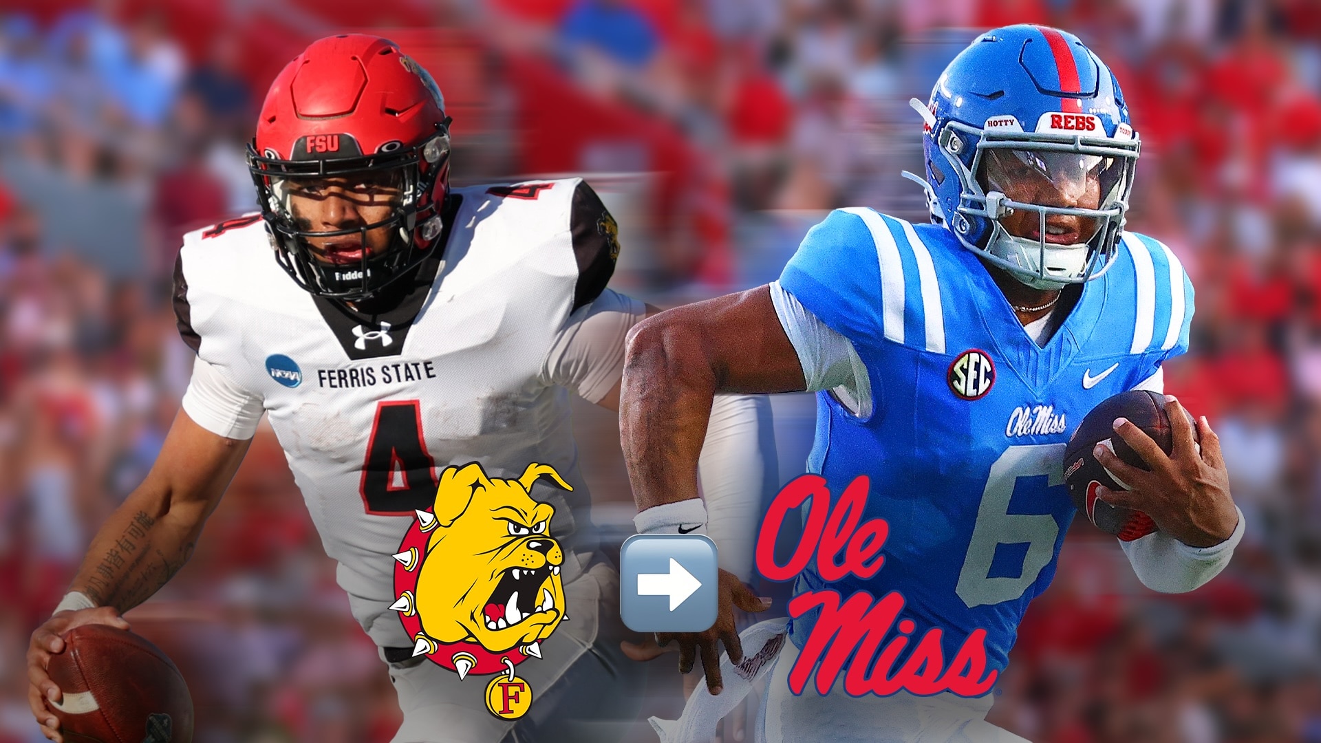 Trinidad Chambliss playing football at Ferris State and Ole Miss